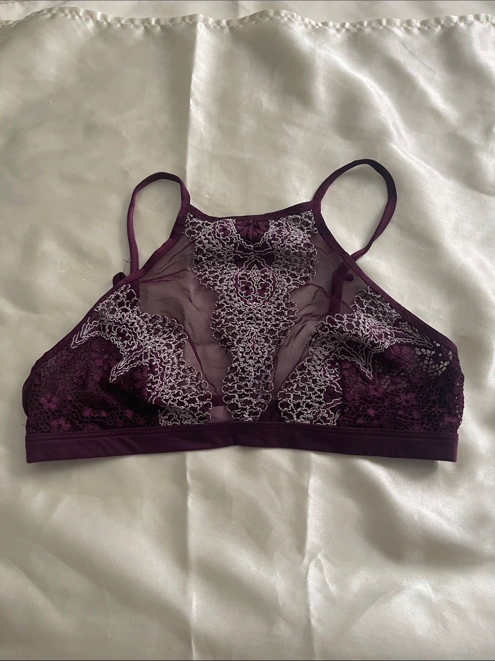 Victoria's Secret Plum Lace High-Neck Bralette - Picture 1 of 6